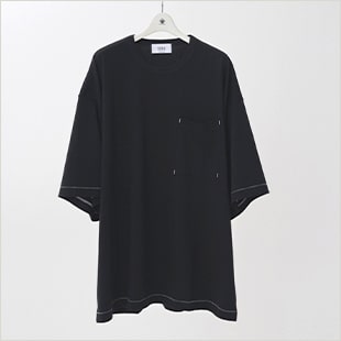 ワイドシルエットポケットTシャツ(BLACK)